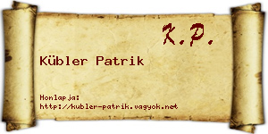 Kübler Patrik névjegykártya