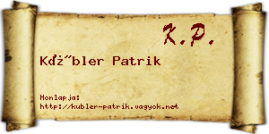 Kübler Patrik névjegykártya